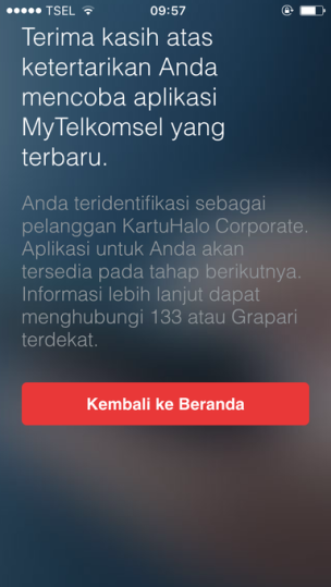 My Telkomsel 3.0 Corporate User Not Supported